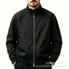 Chaqueta de vuelo retro con cuello alto para hombre, elegante y sofisticada, prenda exterior de corte limpio, chaqueta corta de béisbol estilo americano con diseño de hombro recto
