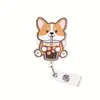 Venta Caliente Comercio Exterior Portabadge Retráctil con Cordón Divertido Animal Retráctil Acrílico Brillo Broche Pin Venta al por Mayor