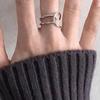 Corea del Sur Dongdaemun ins Diseño Tira Enrollada Cruzada Simple Viento Frío Ajustable Anillo Abierto para Mujer Apilado para Usar Combinación con Todo