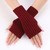20 guantes cortos de moda largos gruesos a rayas otoño e invierno nuevos para mujer de lana tejida sin dedos manga de brazo manga de muñeca