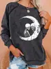 Serie de Cráneos de Halloween Nueva Divertida Impresión de Espacio de Viaje con Calavera Sudadera con Capucha de Cuello Redondo Manga Larga Otoño