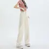 Jeans Wide Leg de Cintura Alta Simples Estilo Coreano para Mulheres, Novo Outono e Primavera, Caimento Solto, Emagrecedor, Caimento Fluido, Jeans Reto Comprimento Total