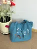 Bolso Nuevo Estilo Coreano con Estampado de Letras para Mujer, Bolso de Hombro de Nylon de Gran Capacidad, Bolso Tote Casual Versátil Portátil con Cordón