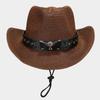 Sombrero vaquero de paja estilo retro americano de vaca y tau, sombrero para el sol informal retro para hombre y mujer, sombrero panamá resistente al viento y transpirable.