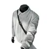 Suéter de punto minimalista Cleanfit de dos botones con cuello, color liso, corte holgado, estilo de alta gama, unisex, adecuado para el trabajo y el uso casual, manga larga