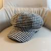 Estilo coreano ins Houndstooth Fashion Octogonal Hat Infantil Primavera e Outono All-match Casual Xadrez Retro Jornaleiro Pintor Chapéu Inverno