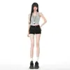 Shorts de mezclilla negros estilo Y2K americano con diseño de remaches, de cintura baja, ultracortos de verano, adelgazantes, línea A, nuevos hot pants