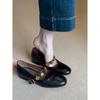 Zapatos Mary Jane Retro de una Sola Correa con Suela Plana Xiaoxiangfeng para Mujer, Zapatos de Tacón Redondos, Zapatos Pequeños de Cuero