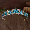 Tocados de Corona Nupcial Transfronterizos, Accesorio para el Cabello de Metal, Corona Barroca, Diadema de Cristal, Tocados de Boda de Alta Gama al por Mayor