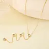 Colar Retrô Francês Estrela e Lua em Aço Inoxidável, Pingente de Coração de Metal da Moda Personalizado, Colar de Aço Titânio para Mulheres