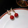 Pendientes de flor de amor Angla roja exagerada con aguja de plata Pendientes transfronterizos europeos y americanos Pendientes retro de alta gama al por mayor