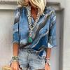 Transfronterizo Amazon Temu Europeo y Americano Primavera y Verano Caliente Mujer 3D Impreso Cuello en V Suéter Casual Manga Tres Cuartos Camiseta Top