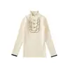 Suéter para Niñas 2026 Otoño/Invierno Nuevo Estilo Niños Medianos a Grandes de Punto de Cuello Alto Medio Suéter Pulóver de Punto Elegante Capa Base Suéter Superior
