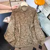Camisa de Lino con Estampado Floral de Gota de Lluvia Estilo Vintage Artístico Nueva Colección Primavera-Verano, Cardigan Camisa Casual Artístico Fresco de Manga Larga