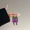Campanilla de Viento Étnica Pendientes con Borla Morada Pendientes de Diseño Moderno y Exquisito Pendientes de Lujo Ligero de Nicho Versátiles Venta al por Mayor