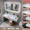 Combinación de mueble para lavabo de mármol de pared para baños públicos de hotel, lavabo de doble seno
