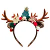 Diadema de Navidad Cabeza de Alce del Bosque Diadema de Cuernos Rojos Pinza para el Cabello Linda para Niñas Accesorios para el Cabello de Navidad para Adultos