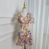 Ropa de Mujer de Exportación Estilo Europeo y Americano Boutique Industria Pesada Colorido Hecho a Mano Estéreo Bordado Manga Abullonada Vestido Francés de Bajo Pequeño