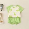 Ropa para Niños Huzhou Zhili Conjunto de Verano para Niños Estilo Coreano Algodón Puro Bebé de un Año Mangas Cortas Ropa Delgada de Verano para Niños