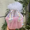 Canasta de Mano Arcoíris Regalo de Regreso Luna Llena del Bebé Año Viejo Banquete de los Cien Días de los Niños Regalo de Acompañamiento Caja de Regalo de Cumpleaños Tejida