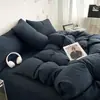 Conjunto de quatro peças em algodão lavado grau A para maternidade e bebês, conjunto de três peças liso para estudantes, estilo lençol de cama, roupa de cama personalizada para pousadas
