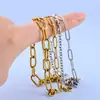 Pulseira de Aço Inoxidável Conjunto de Corrente Lisa Transfronteiriça Europeia e Americana Uso Diário Moda Hip-Hop Simples Unissex Corrente Cubana