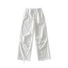 Pantalones de Papel Holgados Casuales Atractivos con Múltiples Bolsillos para Bailar Chicas Atrevidas de Cintura Alta con Tirantes y Cordones