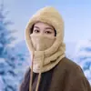 Gorro de Pelúcia de Inverno para Homens e Mulheres, Máscara Facial à Prova de Vento e Quente, Proteção para Orelhas, Cachecol para Pescoço, Gorro Térmico Integrado para Ciclismo, Espessado para Aquecimento