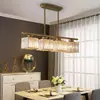 Lámpara de araña para restaurante Postmoderna Luz de lujo Atmosférica Rectangular Simple Creativa Lámpara de cristal para sala de estar Nórdica Lámpara de mesa para mesa de comedor de bar