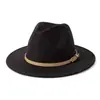 Sombrero de Sol para Exteriores Clásico Fieltro Fedora Ala Ancha Moda Sombrero Jazz con Hebilla de Cinturón