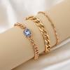 Pulsera de cadena gruesa con forma de grano geométrico incrustada de diamantes, estilo europeo y americano transfronterizo, juego de pulseras, moda, clásico, estilo retro