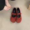 Sapatos Vermelhos Estilo Francês Sapatos de boca rasa Primavera e outono Feminino Novo Suave Estilo Fada Ballet Noite Flat Mary Jane Shoes