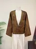 Chaqueta Cardigan Jacquard Estilo Chino Nuevo Zhi Li Otoño Nuevo Top de Cuello V Grande Chaqueta Estilo Chino Nuevo