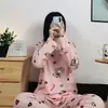 Pijamas de Primavera y Otoño para Mujer, Delgados de Cuello Redondo, Estilo Lindo, Chica de Cómics, Pequeño, Delgado, Conjunto de Ropa de Casa de Otoño e Invierno