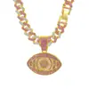 Collar Colgante Ojos de Ángel Diamante Rosa de Dos Tonos Ojos Grandes Joyería Hip-Hop Transfronteriza Europea y Americana Joyería de Moda para Mujer Venta al por Mayor