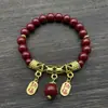 Producto popular de transmisión en vivo: Pulsera de cinabrio, accesorio auspicioso y de la suerte, colgante que atrae la fortuna, pulsera de arena de oro púrpura de bajo contenido
