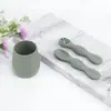 Ins Set de Vajilla Suplemento Alimenticio para Bebés Suministros para Bebés Cuchara de Silicona Pegajosa Niños Comida Grado Alimenticio Taza de Silicona Cuchara Pegajosa