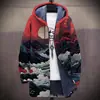 Casaco quente novo de inverno 2024 para homem casaco de inverno impressão digital 3D casaco de ondas casaco longo