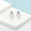 Pendientes de Perlas de Agua Dulce Natural Estilo Xiaohongshu con Bordes Tallados Vintage, Perlas de Concha Perfectamente Redondas, Pendientes de Botón, Elegantes y Versátiles