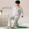 Algodón Puro Pijama de Pareja para Hombre para Primavera y Otoño, Holgado, Casual, Transpirable, 100% Algodón, Adecuado para Usar al Aire Libre como Ropa de Casa en Otoño