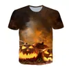 Camiseta Masculina de Verão Europeia e Americana com Gola Redonda Estampa Digital 3D de Natal Top Casual Soltinho de Manga Curta para Casal