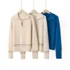 Nuevo suéter de cachemira para mujer de punto de ochos de siete agujas para otoño e invierno con patrón trenzado, cuello alto, media cremallera, cálido para otoño e invierno