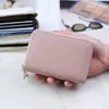 Novo Porta-Cartões Sanfonado com Zíper de Camada Dupla Carteira Curta de Cor Sólida Carteira Feminina Simples e da Moda Porta-Moedas Multifuncional