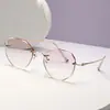 Óculos Aro Livre de Titânio Puro para Miopia para Mulheres Podem Ser Equipados com Armações Grandes Lisas de Grau para Mostrar o Rosto e Olhos Pequenos Armações Aro Livre Ultraleves