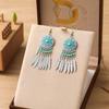 12 aretes de punto de diamante de 1 color en forma de flor, hoja larga, redondos de aleación, aretes de estilo nacional, suministro directo, venta al por mayor