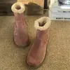 Invierno Nuevo Terciopelo Cálido Calentador Pequeño Botas de Nieve Gamuza Piel de Vaca Cremallera Lateral Casual Estilo Coreano Botas de Algodón para Mujer