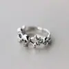 Anillo de plata 925 con personalidad de calavera retro para mujer, anillo abierto de plata tailandesa, anillo de temperamento para el dedo índice J1141