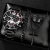 Reloj de Hombre Transfronterizo Escala Romana Reloj de Cuarzo Collar Cruz Pulsera Anillo Regalo de Negocios Traje