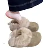 Medias zapatillas estilo Birkenstock de suela gruesa, forradas de polar, pantuflas de algodón de punta cerrada, nueva colección invierno 2026, pantuflas mullidas para mujer, calzado de exterior, botas de nieve para mujer