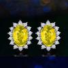 Pendientes Reales de Zafiro Sintético de Sri Lanka para Mujer con Diamantes Incrustados Color Amatista Piedra Preciosa Pendientes de Botón Flor de Princesa